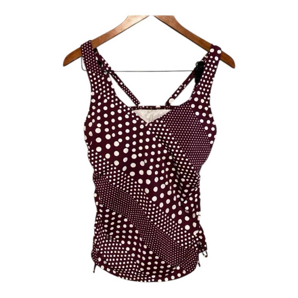 Lands’ End swimsuit top - Mauve Polka Dots- size 8,